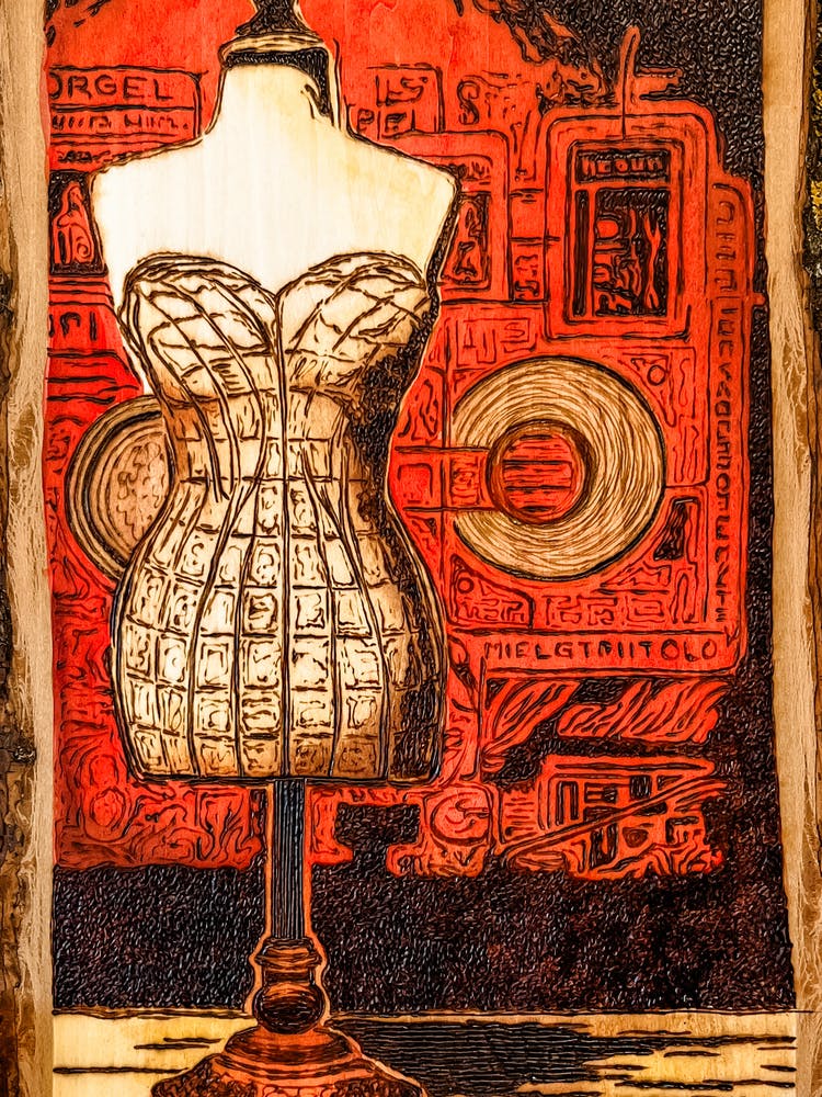 Dress Form In Red And Gold