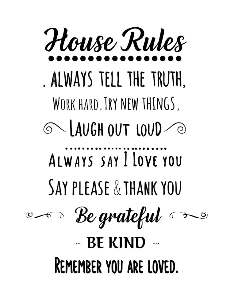 House Rules Poster: Inspirational Life Guidelines in Handwritten Style
