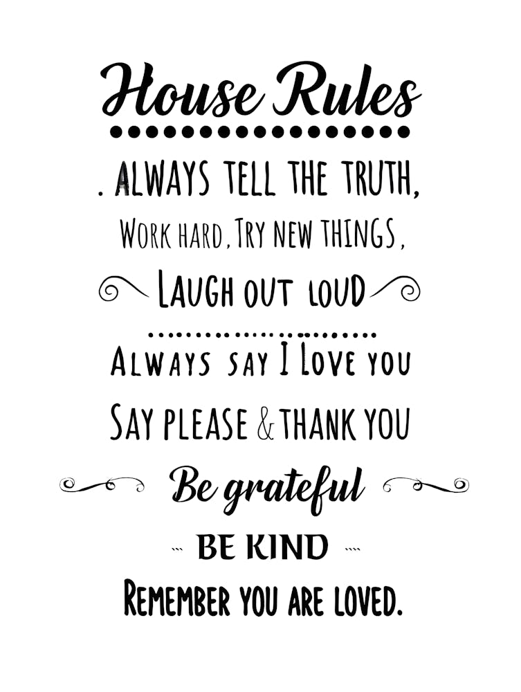 House Rules Poster: Inspirational Life Guidelines in Handwritten Style