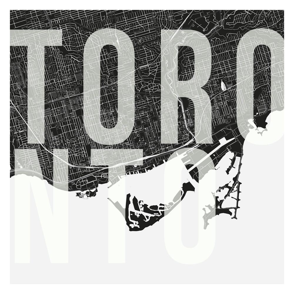 Toronto Mono Street Map Text Overlay Square
