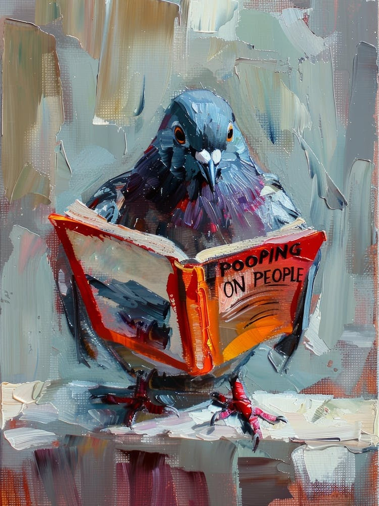 Pigeon Reading A Book