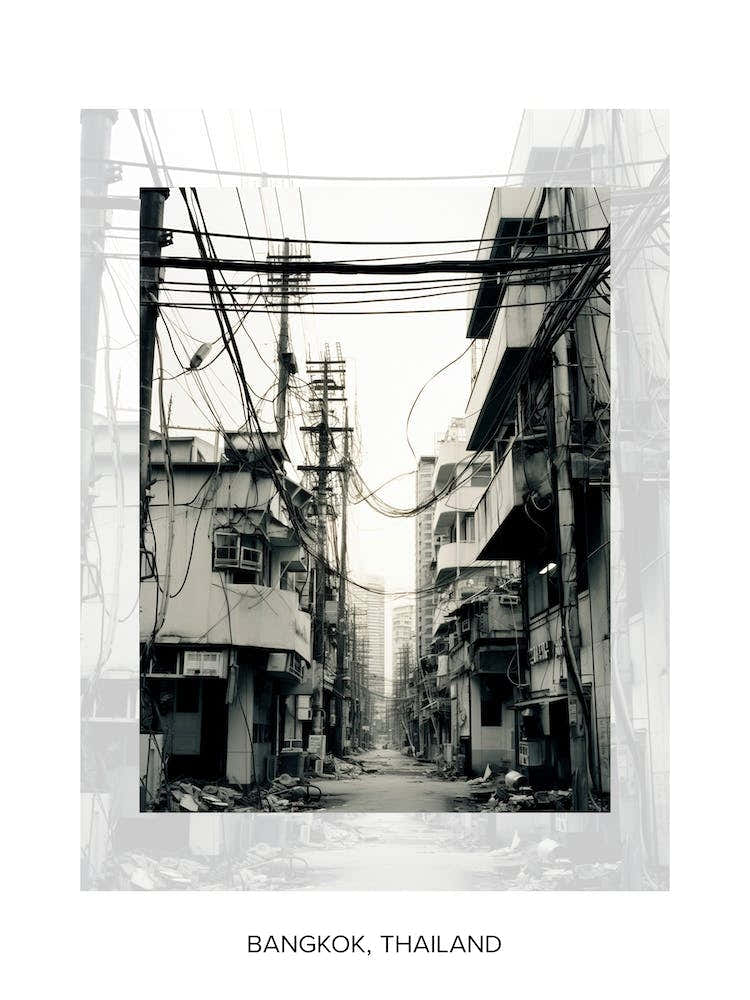 Poster Of Bangkok, Thailand, Black And White Old Photo 1