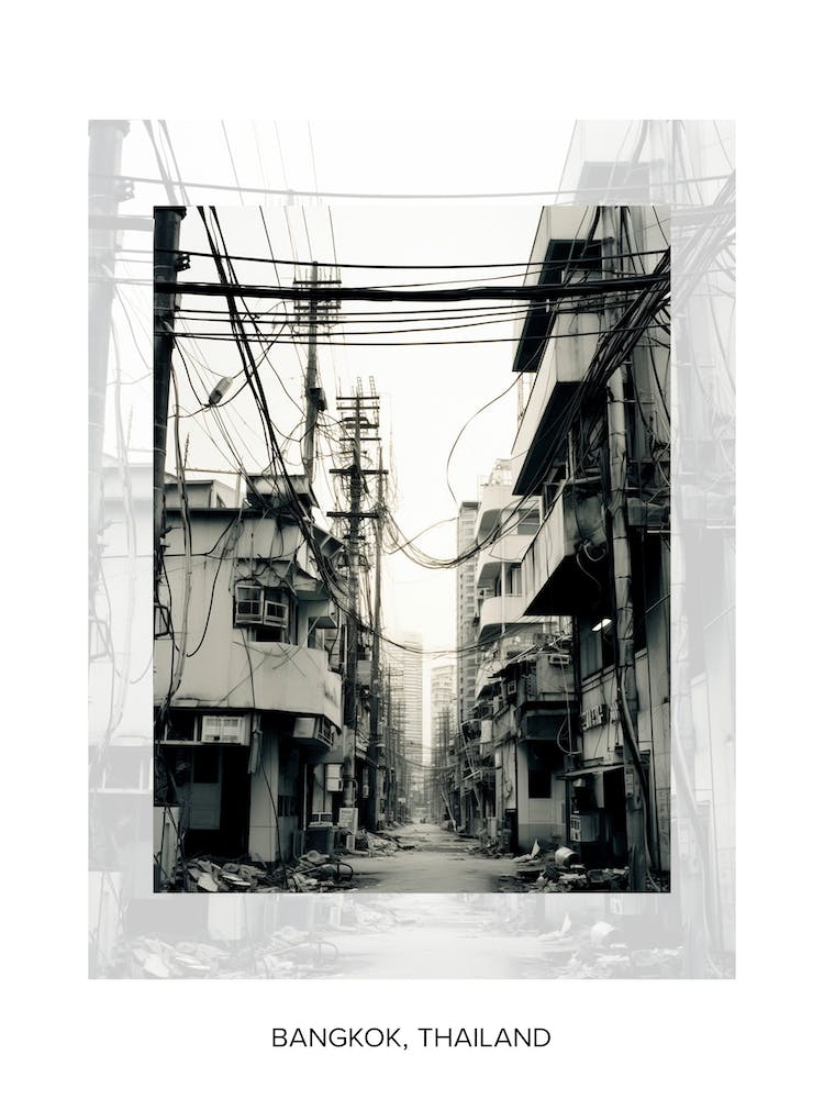 Poster Of Bangkok, Thailand, Black And White Old Photo 1