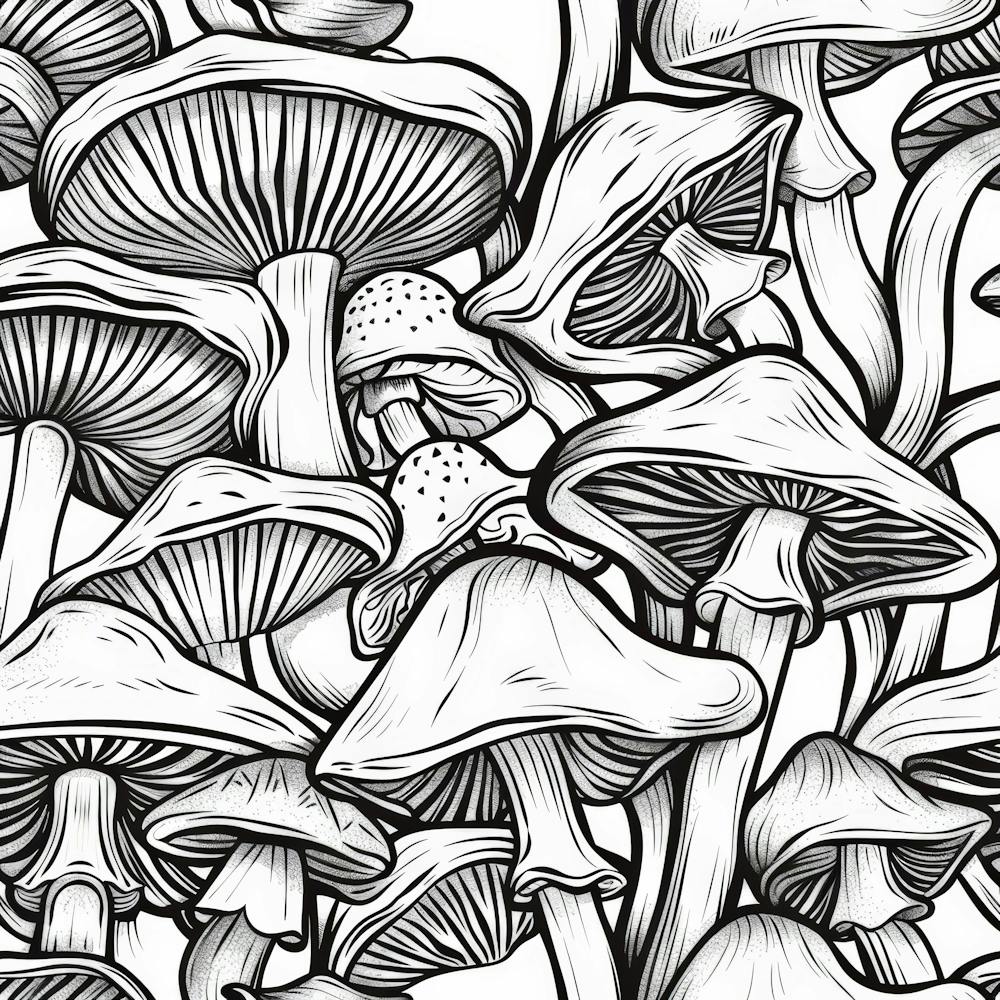 Seamless Pattern Of Mushrooms