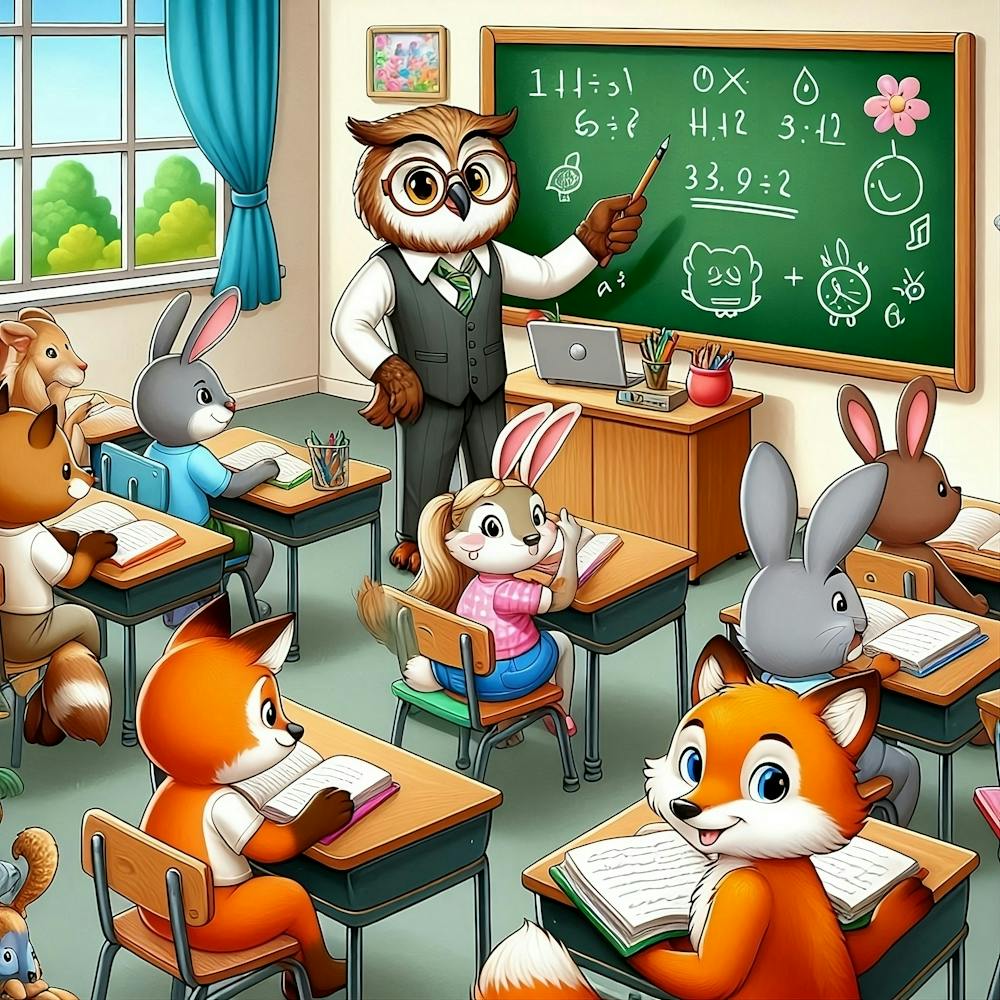 Cartoon Owls In Classroom