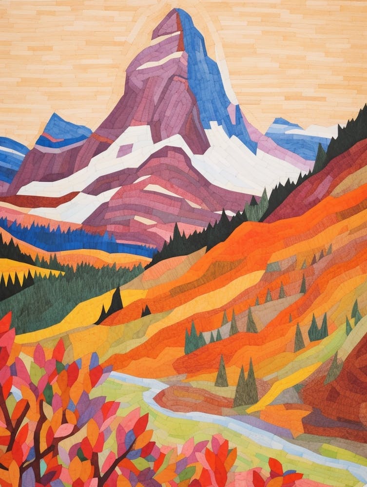 Mount Assiniboine Canada 1 Colourful Mountain Illustration