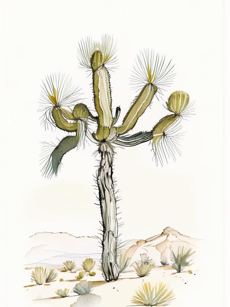 Joshua Trees National Park Minimilist Watercolour