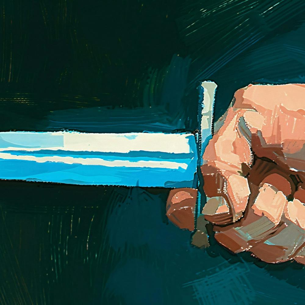 Hand Holding A Sword Knife
