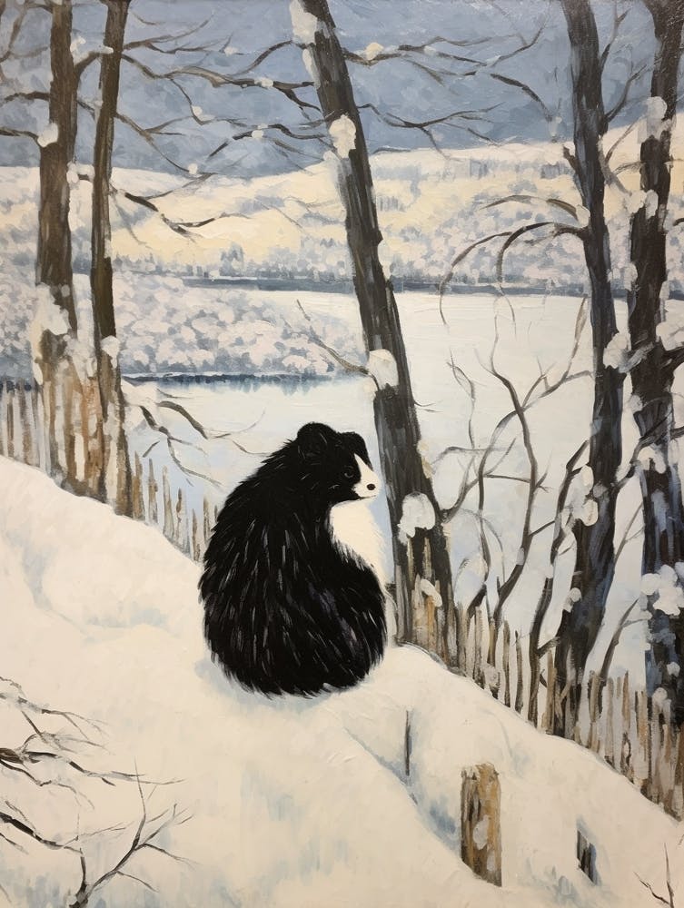 Vintage Winter Tiermalerei Stinktier 1