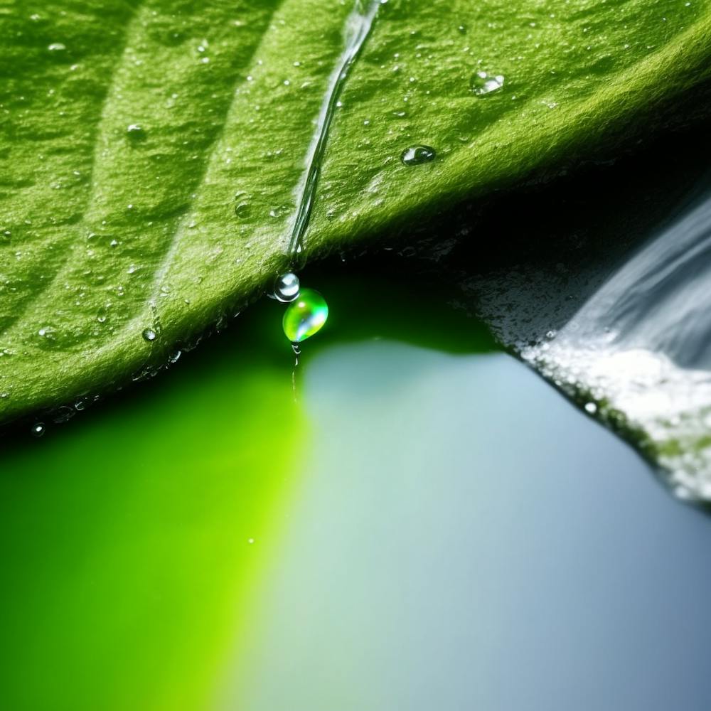 Goutte d'Eau sur Feuille Verte
