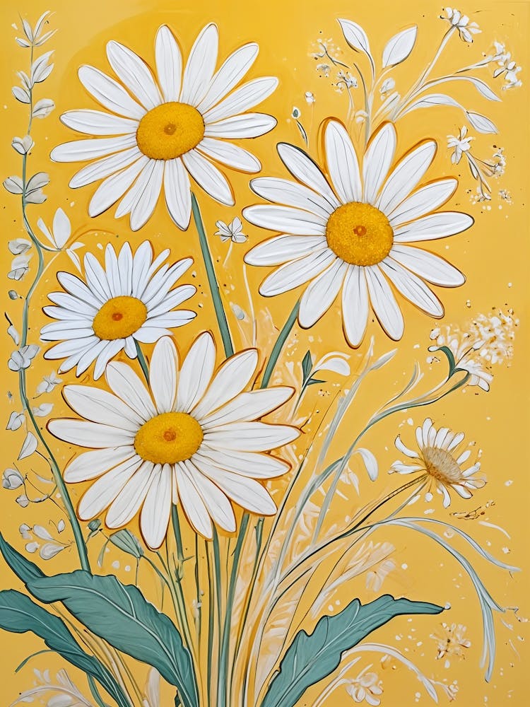 Daisies On Yellow