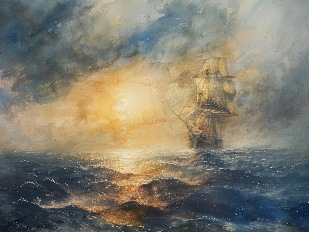 Sailing Ship At Sunset 3