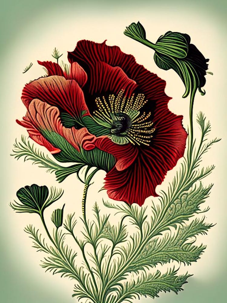 Poppy Herb Vintage Botanical