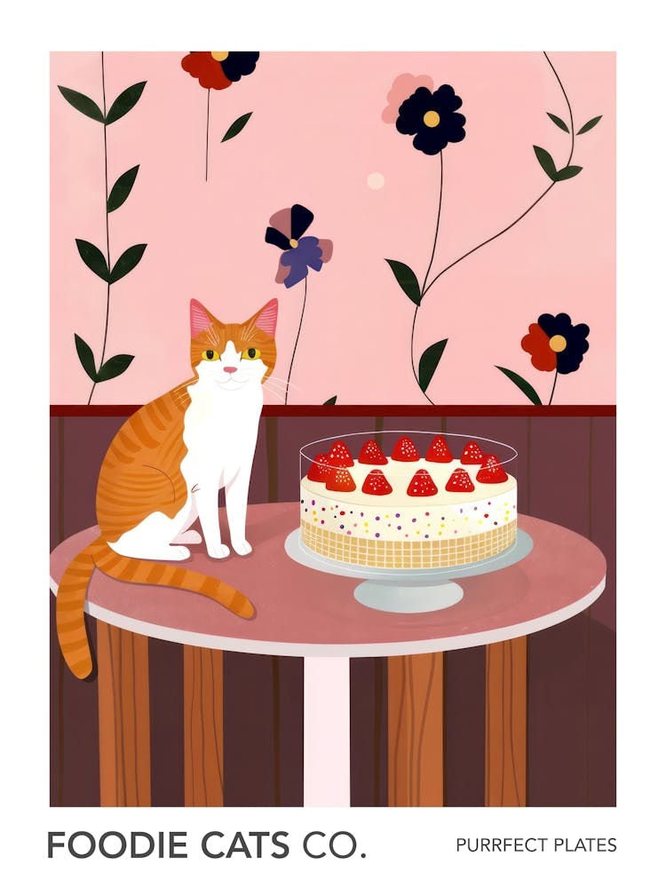 Foodie Cats Co Cat And A Trifle Cake 7 Art Print by Purrfect