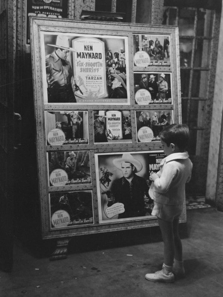 Little Boy Looking At Movie Display, New Iberia, Louisiana By Russell Lee