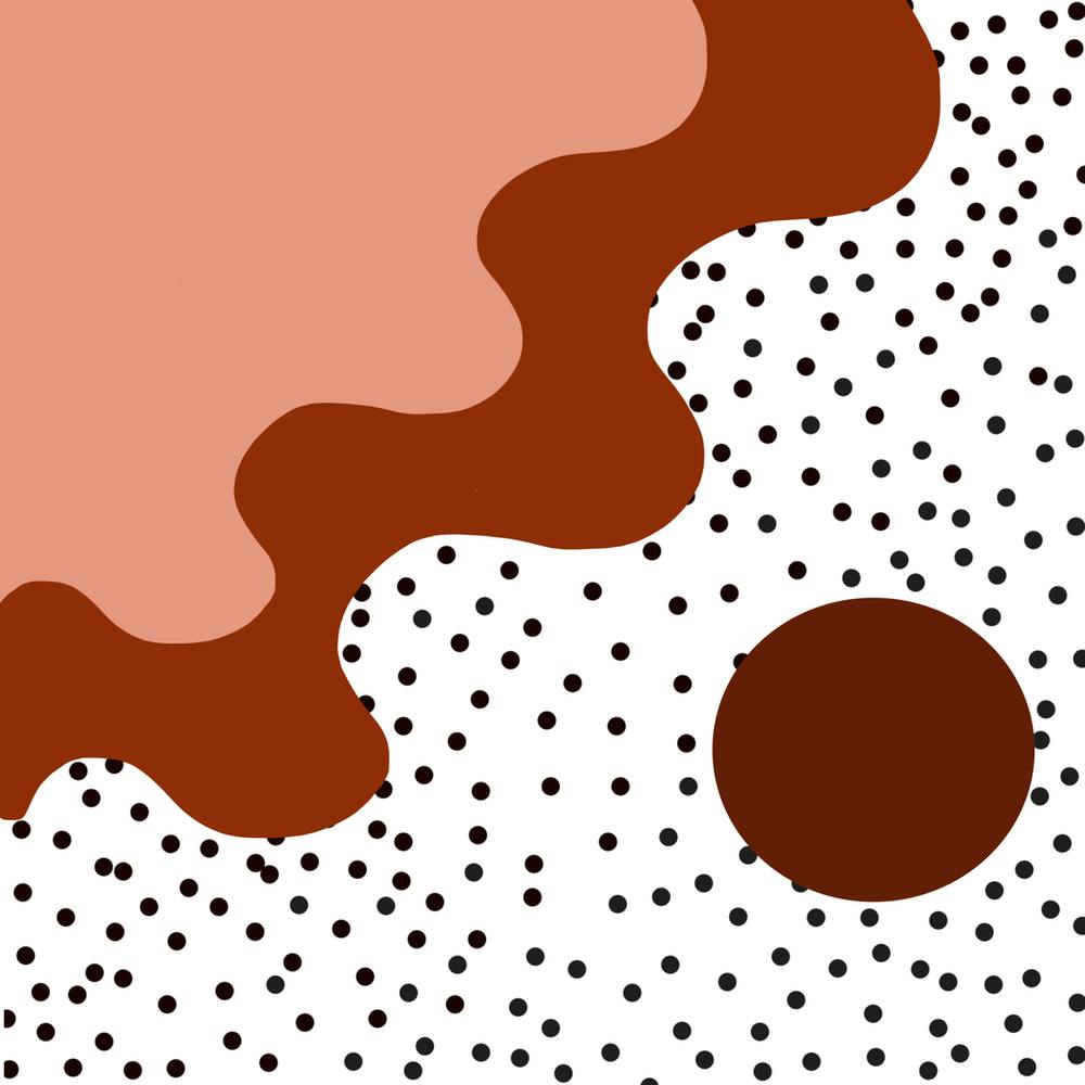 Wavy Brown Abstracts with Polka Dots