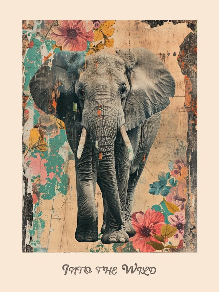Elephant Vintage Into The Wild Poster 2