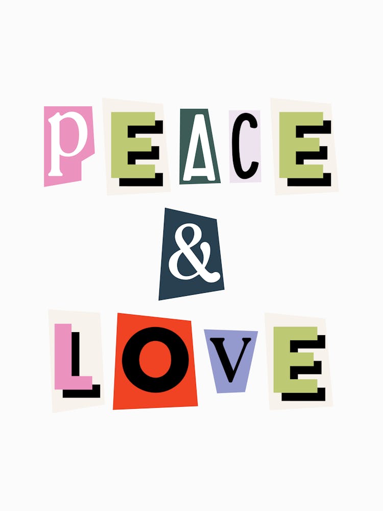 Peach And Love quote, ransom, cut outs, newspaper, vintage, retro, maximal, affirmations, quotes, saying, phrase, motivating, inspiring, cool, mood, vibing