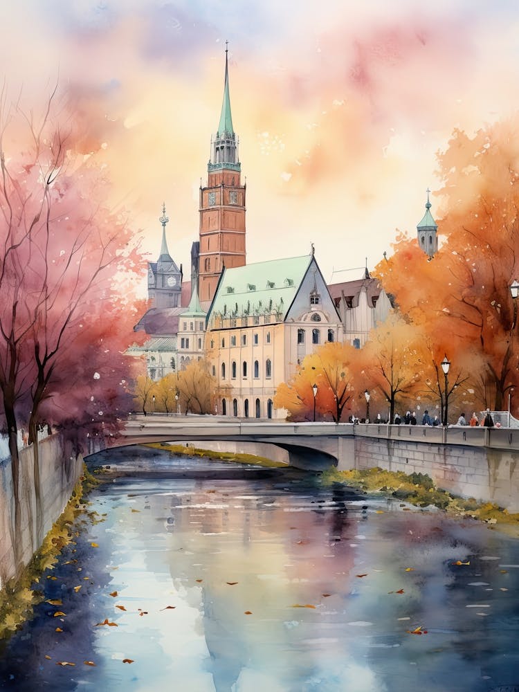 Munich Germany, In Autumn Fall, Watercolour 2