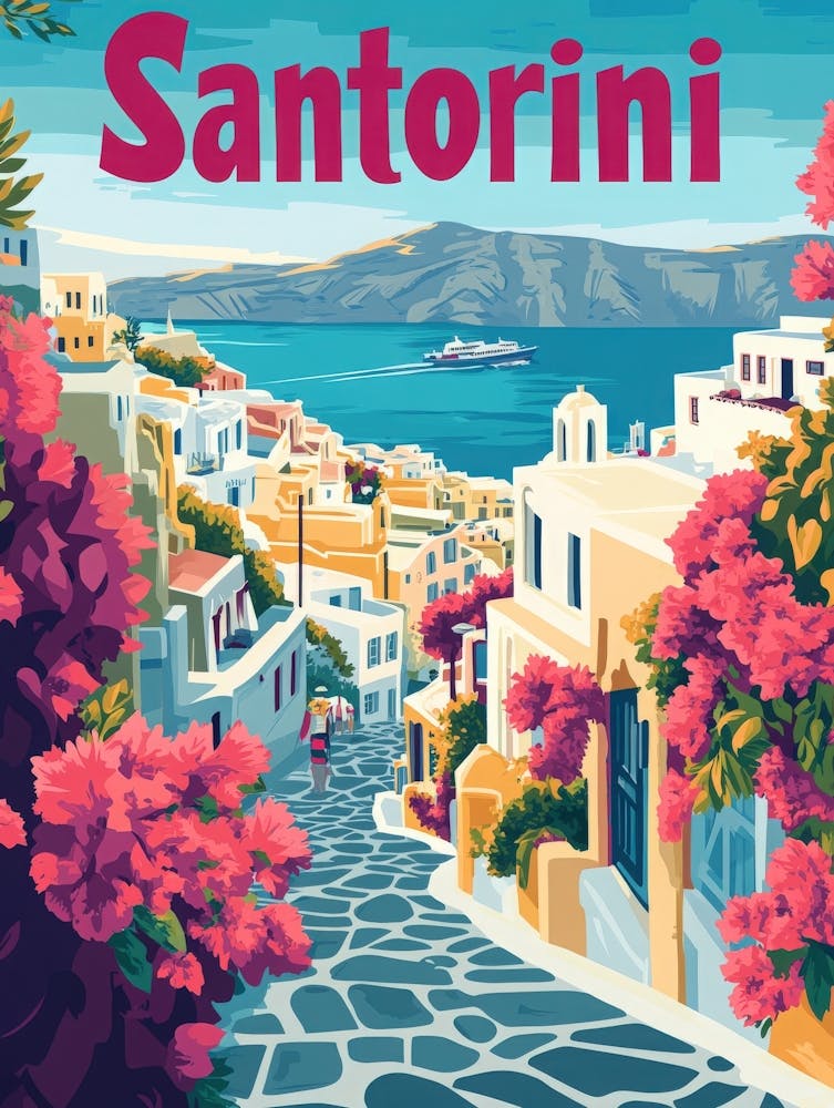 Aihrgdesign A 1970s Inspired Travel Poster For Santorini 2