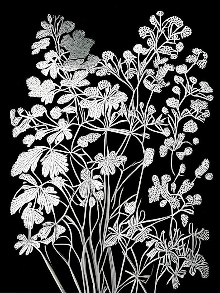 Meadow Rue Leaf Linocut 2