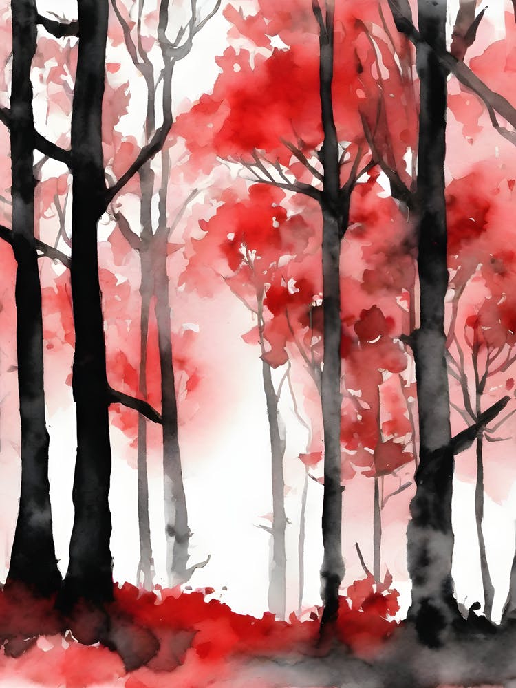 Red Trees In The Forest