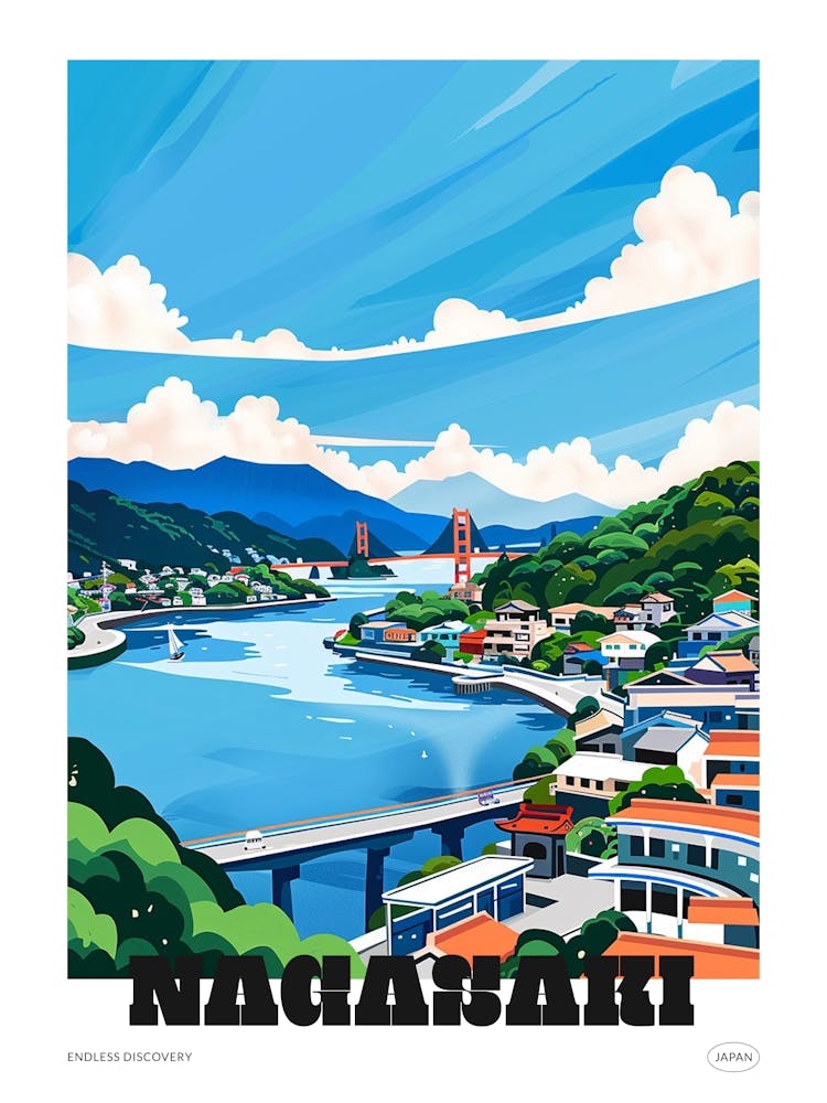 Nagasaki Japan 3 Colourful Travel Poster
