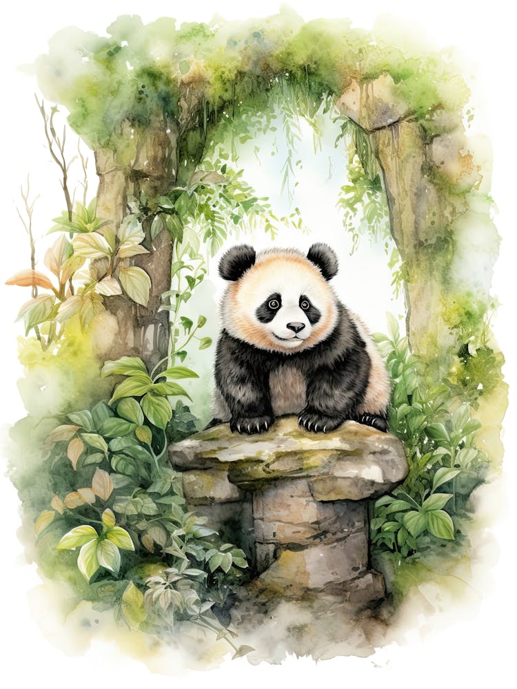 Panda Art Birdwatching Watercolour 4