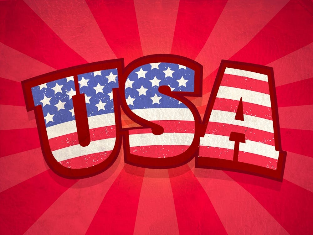 American patriotic vintage typographic poster with USA flag