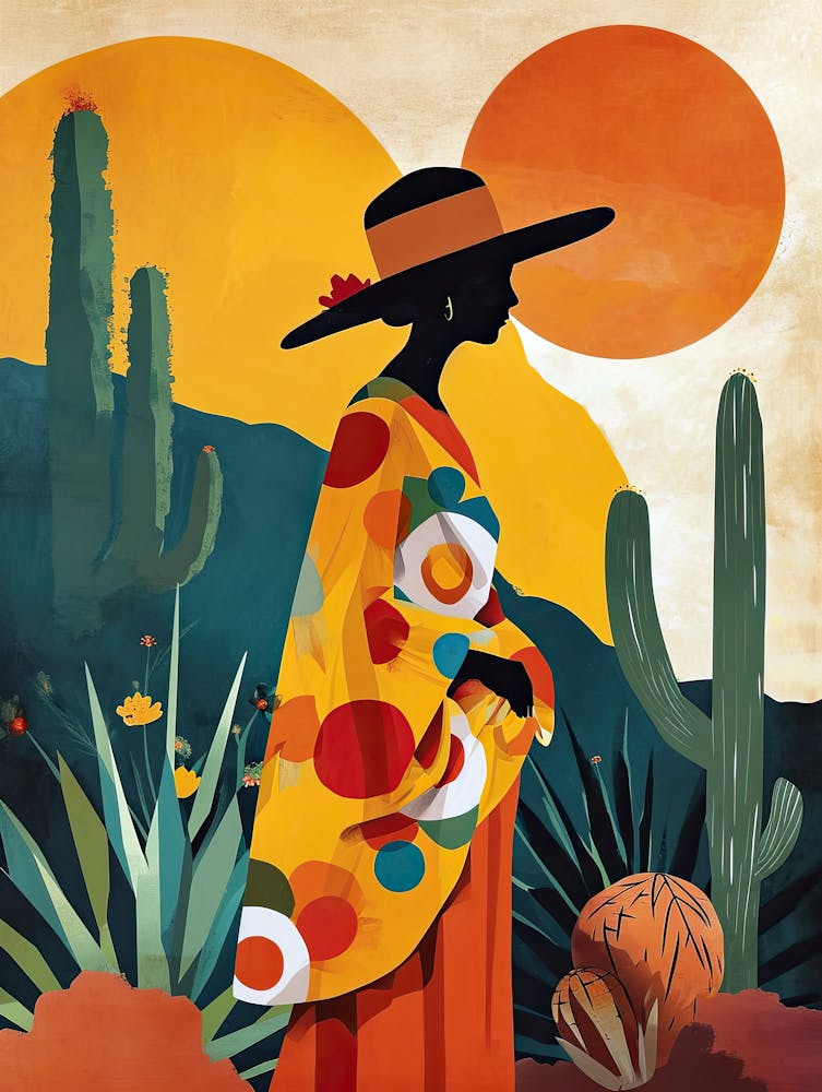 Mexikanische Frau, Boho-Gemälde