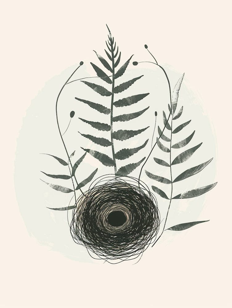 Birds Nest Fern Plant Minimalist Illustration 5