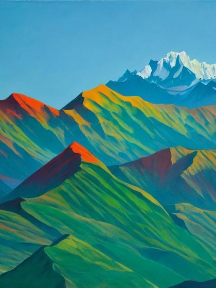 Huascarán National Park Peru Blue Oil Painting 2 