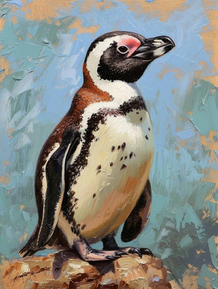 African Penguin Laurie Island Oil Painting 4