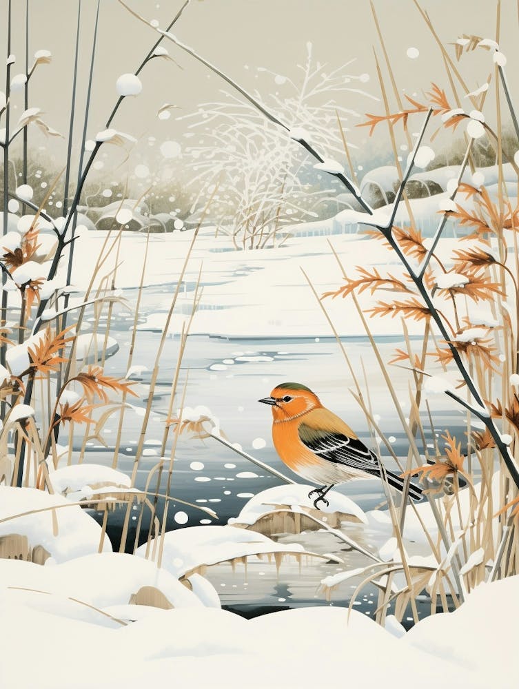 Wintervogelgemälde Fink 3