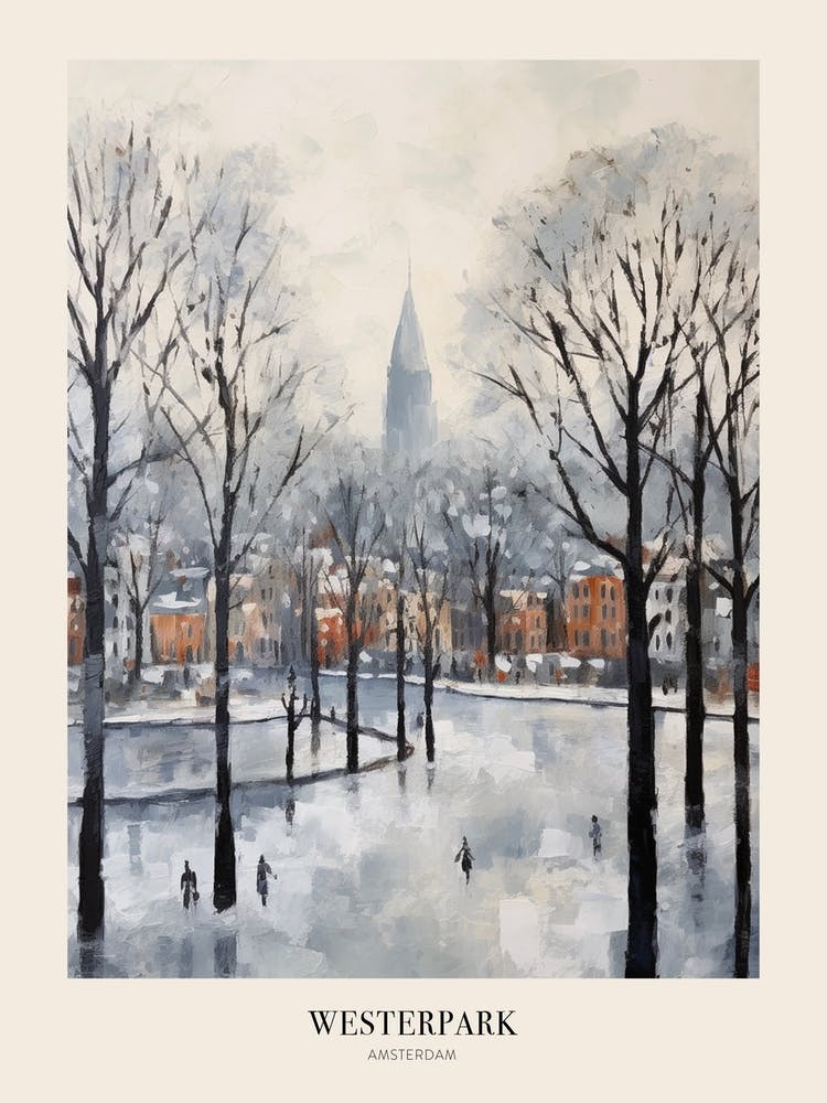 Winter City Park Poster Westerpark Amsterdam Netherlands 3