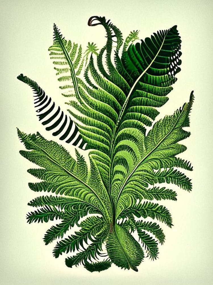 Ostrich Fern 1 Vintage Botanical Poster