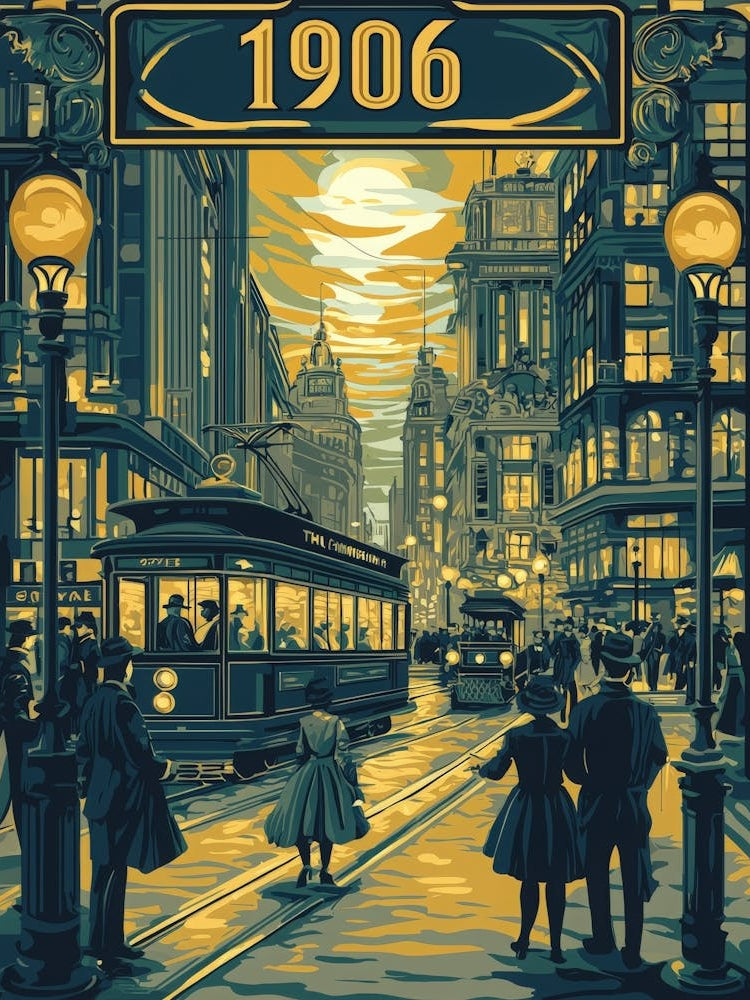 Aihrgdesign A Retro Travel Poster Of A Bustling 1906 City Str 60df6d6c Bfc2 4ba2 81fa 4df0e407d7e1 0
