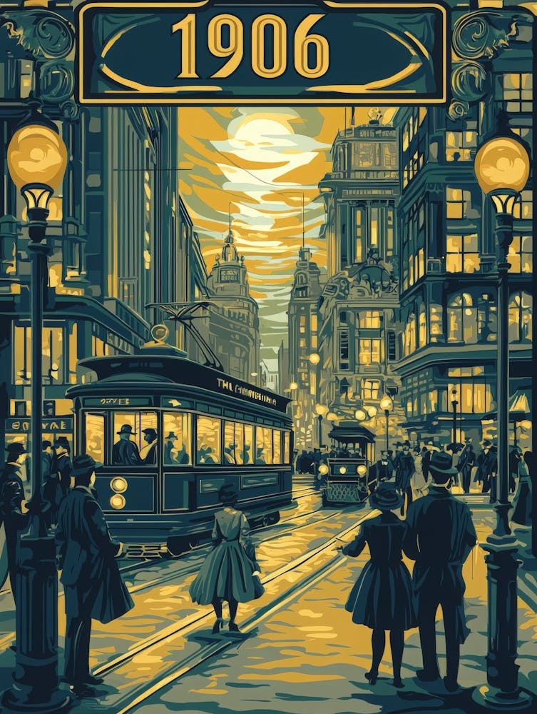 Aihrgdesign A Retro Travel Poster Of A Bustling 1906 City Str 60df6d6c Bfc2 4ba2 81fa 4df0e407d7e1 0