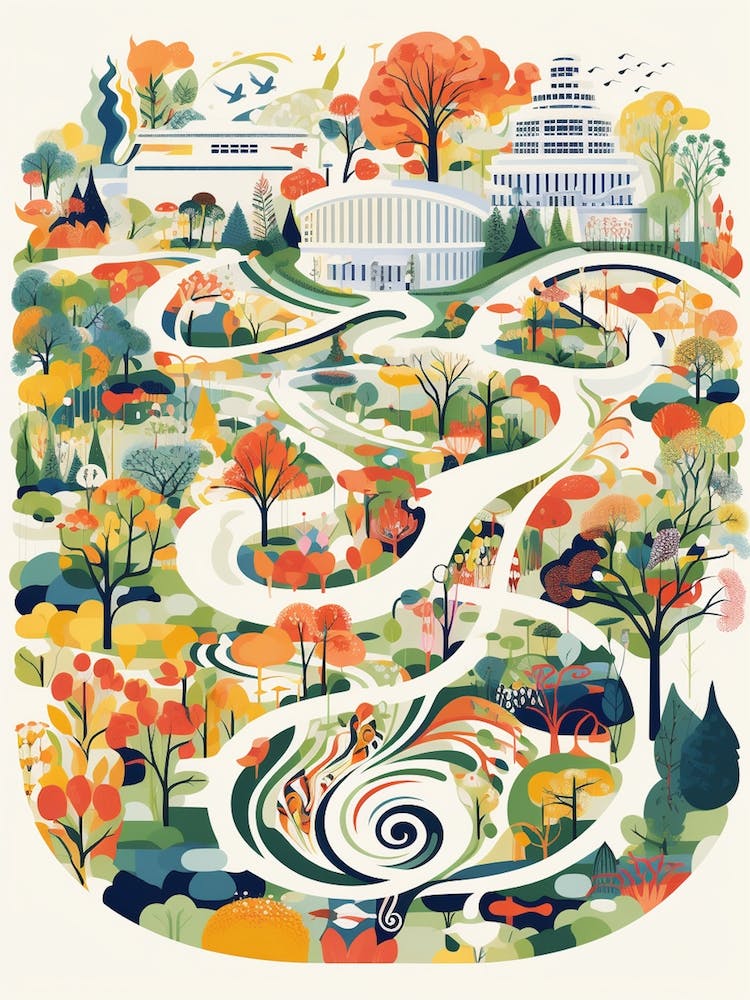Denver Botanical Gardens Usa Modern Illustration 1