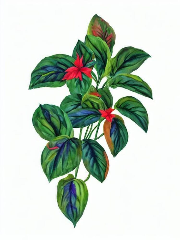 Goldfish Plant (Columnea Hybrids) Watercolor