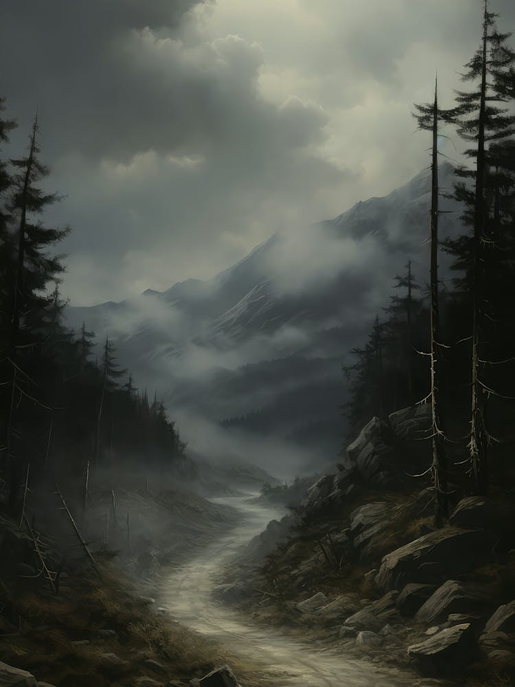 Vertical Landscape Oil Painting