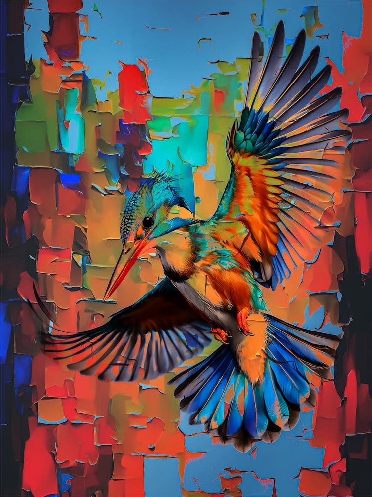 Kingfisher In Flight Abstract