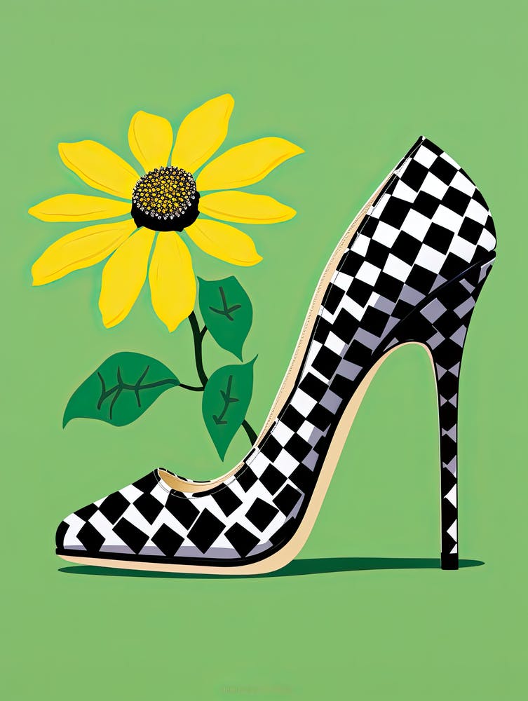 Step with Style: Women, Sneakers, and yellow-green Flowers