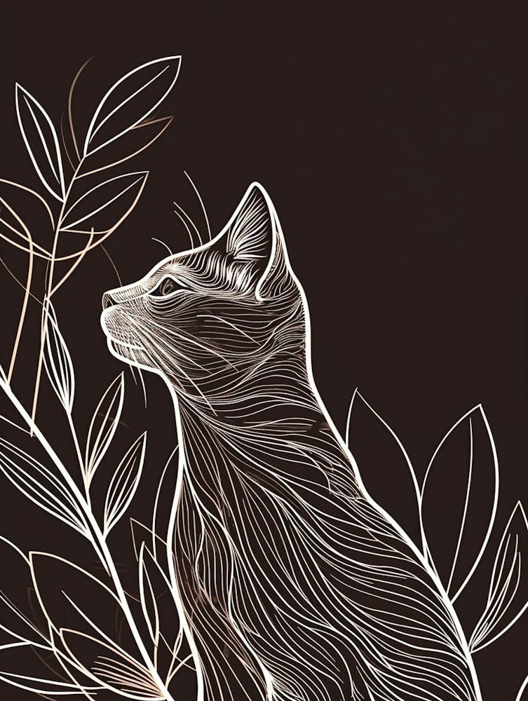 Singapura Cat Minimalist Illustration 4