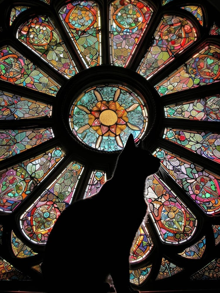 Cat In Stained Glass Window 4
