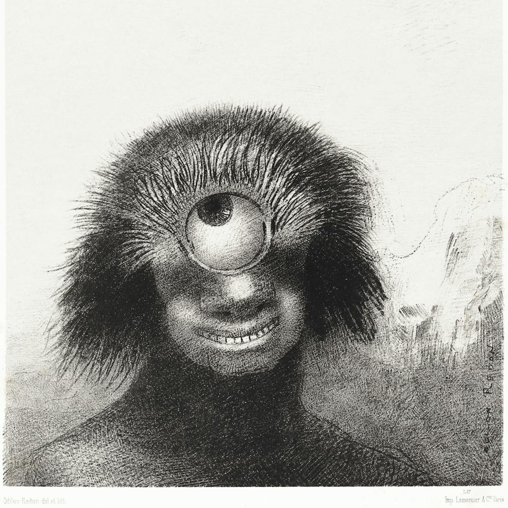 The Deformed Polyp Floated On The Shores, A Sort Of Smiling And Hideous Cyclops By The Flower (1883), Odilon Redon