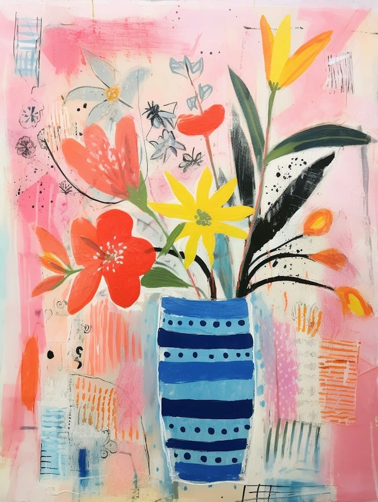 Flower Painting Fauvist Style Fuchsia 2