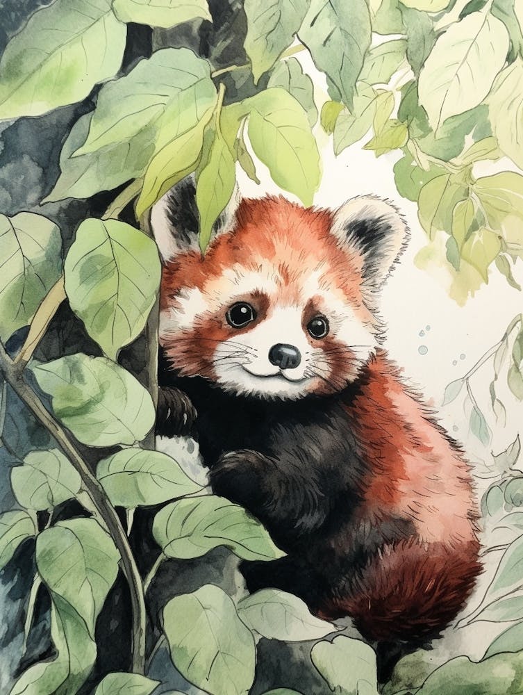Storybook Animal Watercolour Red Panda 3