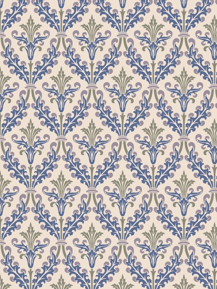 Enhanced Vintage Late Medieval Brocade Pattern Blue Nova Light
