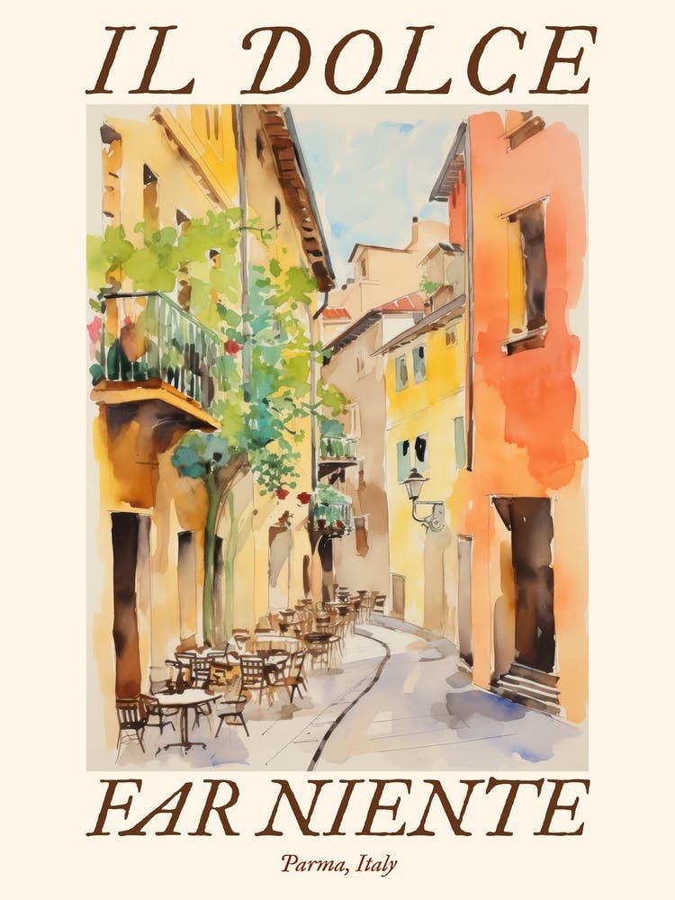 Il Dolce Far Niente Parma, Italy Watercolour Streets 4 Poster